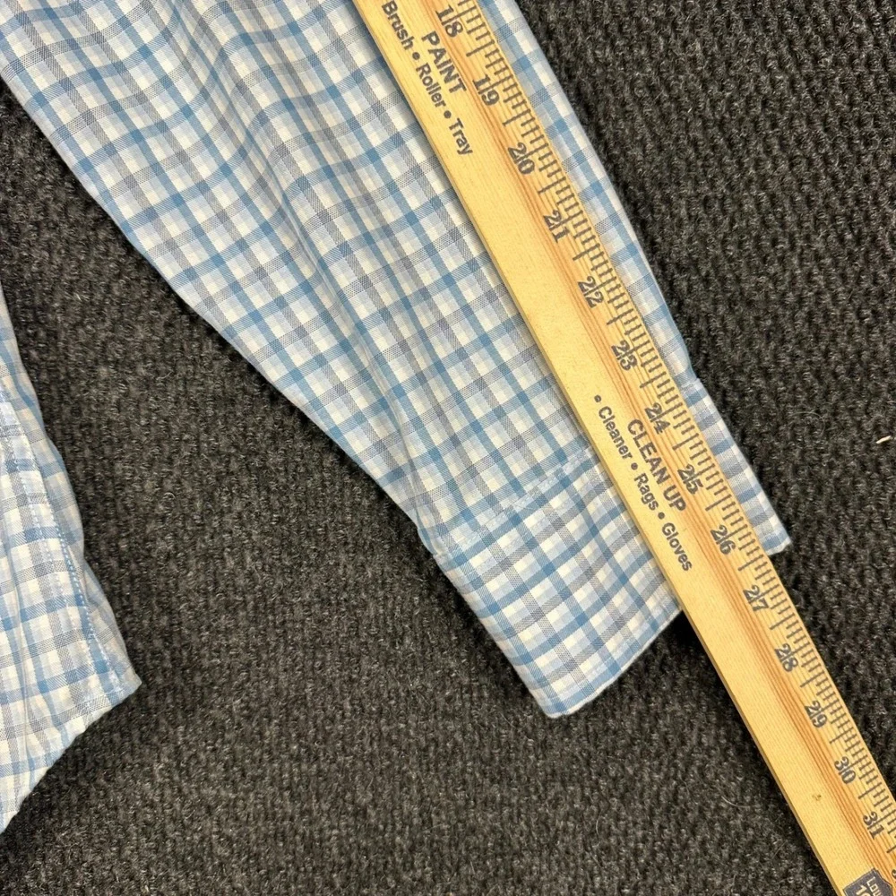 Banana Republic Dress Shirt Mens XL Slim Fit Blue White Gingham Check Non Iron